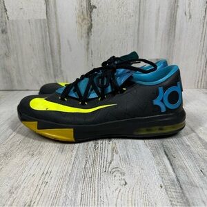 Nike KD VI Black, Blue, and Yellow Basketball Athleisure Sneakers #917